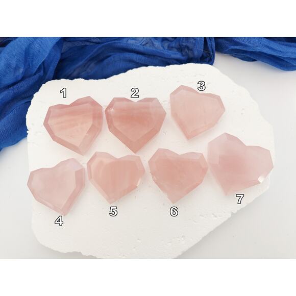 Faceted Rose Quartz Heart Crystal Carving - Picture 7 of 7